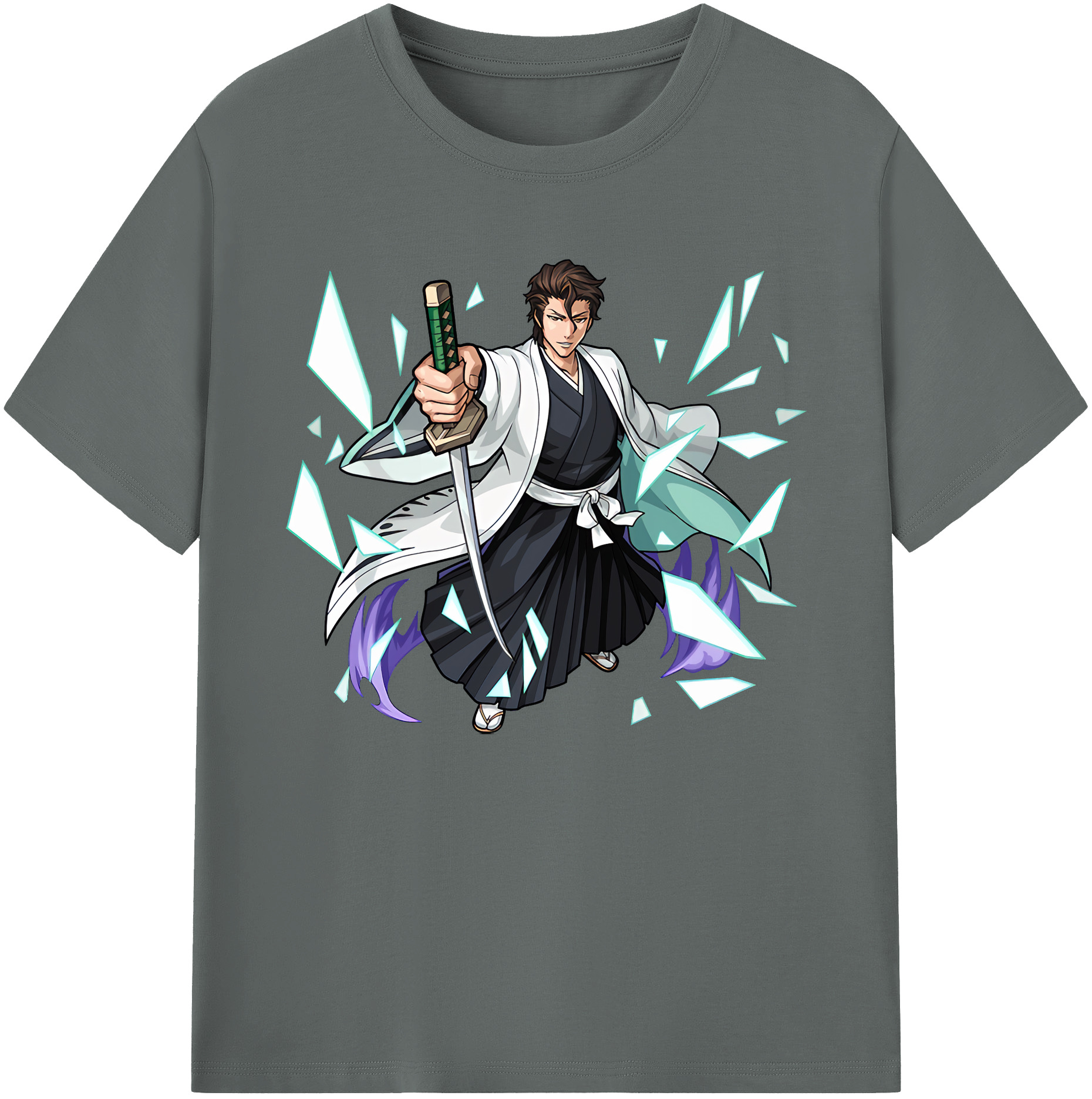 （画像用） ブリーチ 藍染 惣右介（あいぜん そうすけ） BLEACH Aizen Sousuke 綿100％ メンズ半袖Tシャツ｜肌触りやわらか＆通気性